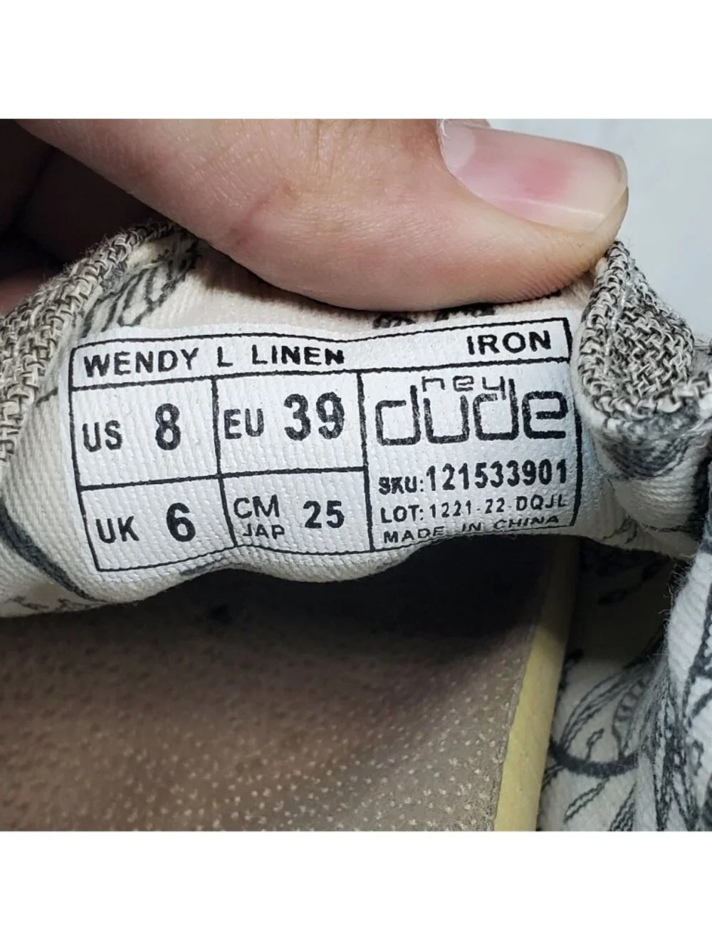 Hey Dude Shoes Womens Size 8 Gray Iron Wendy Linen Textile Slip On Loafer *Read*